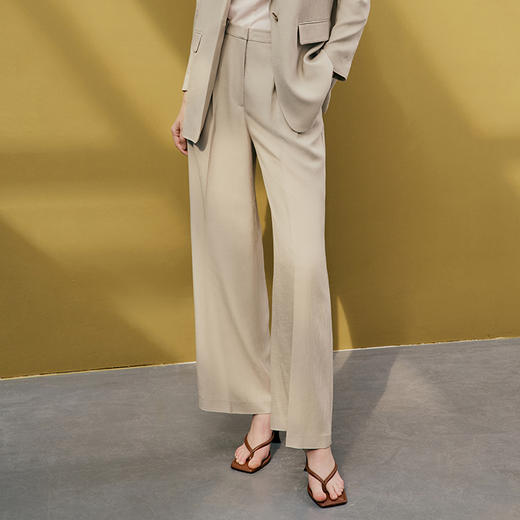 EITIE爱特爱春季新款修身显瘦百搭高腰直筒西装裤子7305013 商品图2