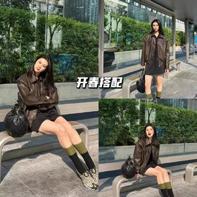 23aw | 开春皮革夹克露腿搭配💓