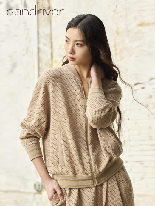 精梳棉镂空拉链夹克衫SJS96W008N 商品图3