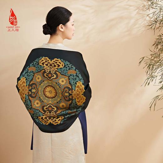 SAINTJOY/上久楷宋锦双面披肩 绽放·雪青色 孔雀兰CJ13265 商品图2