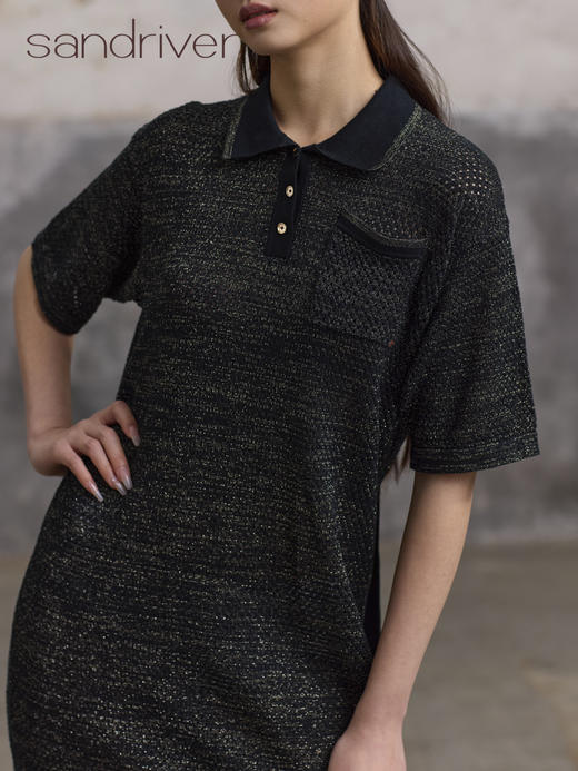 精梳棉针织POLO领连衣裙SJS96W017N 商品图4