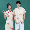 夏季【中国风情侣装 大码旗袍开叉设计感简约款】立领衬衫设计 印花不规则 国风潮流 商品缩略图2