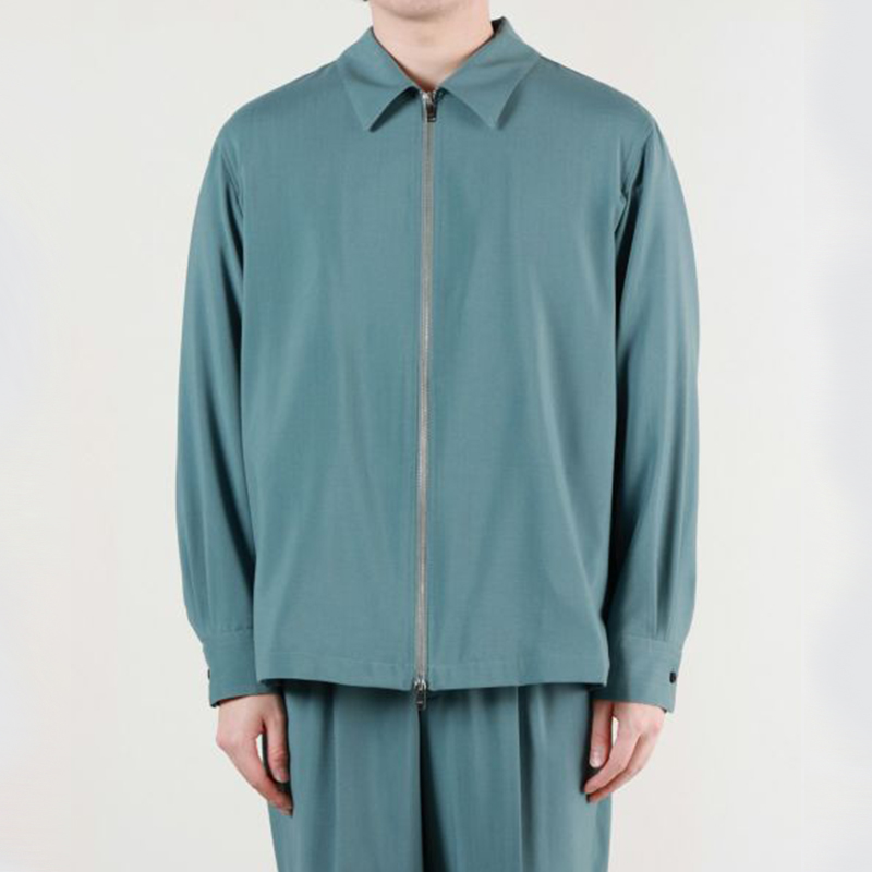 YOKE FRONT ZIP SHIRT BLOUSON 羊毛拉链衬衫翻领夹克外套