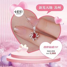 合伴钻戒 鸽血红项链