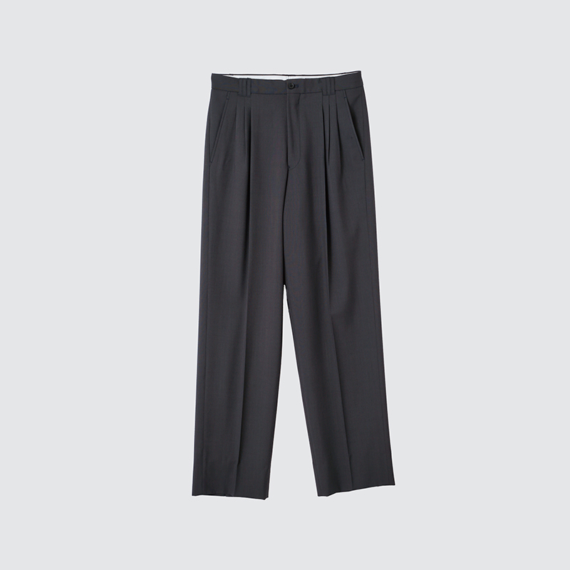 YOKE 3PLEATED WIDE LEG TROUSERS 羊毛垂坠宽松锥形长裤