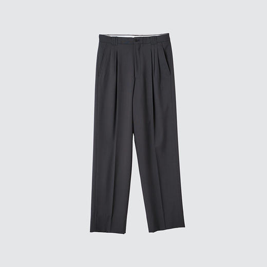 YOKE 3PLEATED WIDE LEG TROUSERS 羊毛垂坠宽松锥形长裤 商品图0