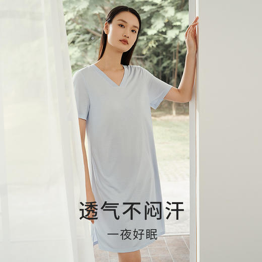 【深睡眠蚕丝睡衣】100%桑蚕丝睡裙真丝针织柔软透气家居服金三塔  YZFEA303/YZFEA305 商品图4