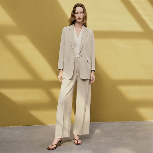 EITIE爱特爱春季新款修身显瘦百搭高腰直筒西装裤子7305013 商品图1