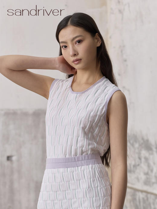精梳棉自带流苏马甲SJS96W026N 商品图0