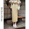 BeQueenStory【步步惊鸿】优雅时尚后开叉微倒梯直筒醋酸半身裙 商品缩略图3