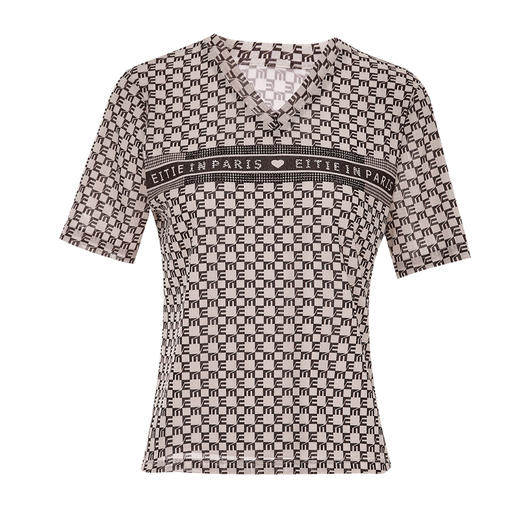 EITIET爱特爱夏季新款舒适时尚简约亲肤打底V领短袖女上衣T恤7302003 商品图5