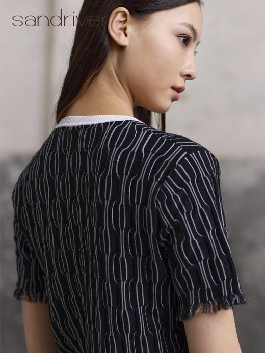 精梳棉自带流苏圆领衫SJS96W009A 商品图5