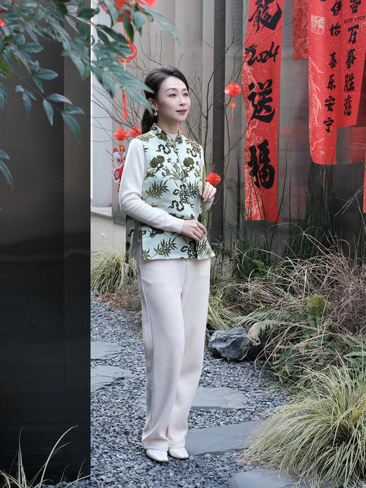 4380下架| 盛唐牡丹 |真丝漳绒 兰芝常生对襟马甲 商品图2