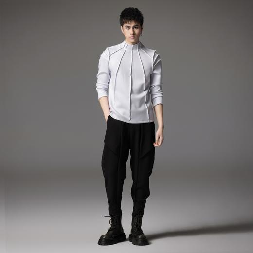 PINLI品立秋季新款纯色套头卫衣立体冚线拉链休闲潮牌男上衣B241209061 商品图4