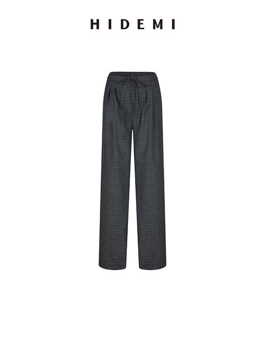 HIDEMI 灰色格子设计感立领复古插肩不对称门襟可拆卸腰带短风衣套装 商品图14