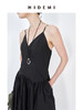 HIDEMI 极简设计感新款初春吊带V领式拼接压褶水洗棉夏季女装连衣裙 黑色/白色 商品缩略图9