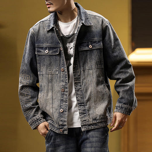 【Q】【新款DQ】大依优型大码牛仔外套新款牛仔衣青年百搭上衣潮款加肥加大胖子 商品图5