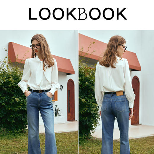 OLrain欧芮儿法式米白色雪纺衫女早春2024年新款气质时尚绑结衬衫 商品图3