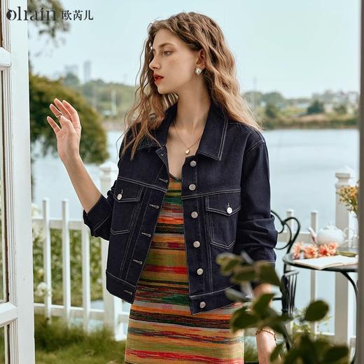欧芮儿水洗蓝牛仔外套女短款早春2024新款宽松复古牛仔上衣小个子 商品图0