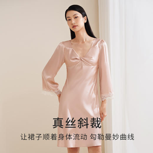 金三塔 女真丝扭结睡裙YSFEA301 商品图1