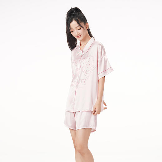 都市丽人好睡好眠春夏睡衣女冰雪丝家居服薄款短袖短裤女士丝质套装LH41B8 商品图8