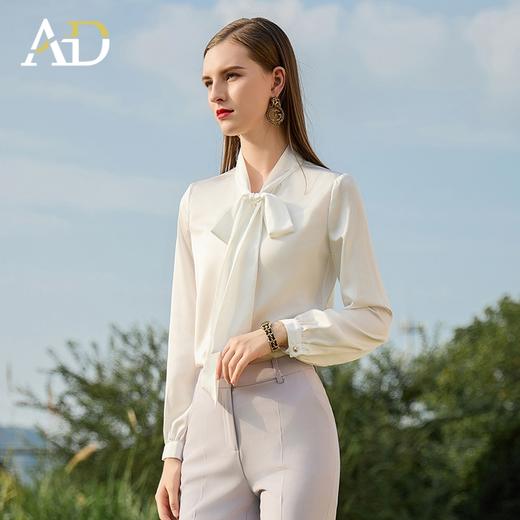 别致漂亮衬衫内搭蝴蝶结长袖衬衣高级感珠光白色上衣 商品图3