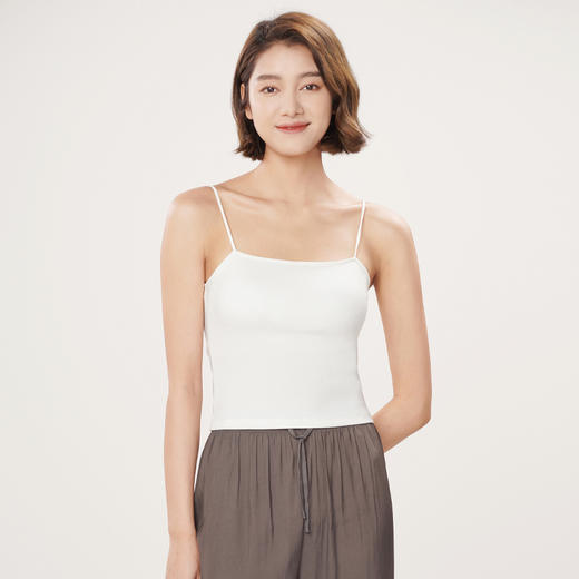 都市丽人吊带背心女罗纹棉背心无尺码固定杯棉质吊带背心无钢圈无排扣LV43A1 商品图1