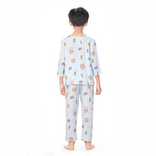 都市丽人眯雅佳生活家居春夏睡衣女童梭织人棉家居服薄款七分袖长裤童装梭织棉套装JH42A4 商品图3