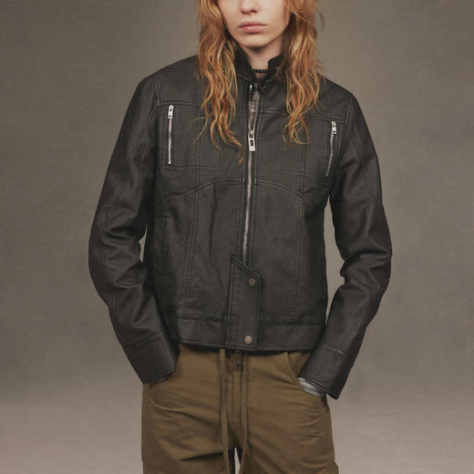 NUTH“逐猎”｜黑色修身皮衣做旧结构分割线设计皮衣外套 商品图4