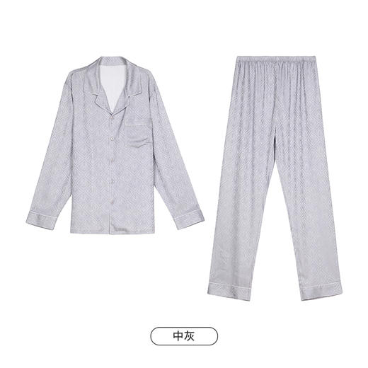 都市丽人都市锋尚好睡好眠春夏睡衣男冰雪丝提花家居服薄款长袖长裤男士丝质套装FH41A3 商品图10