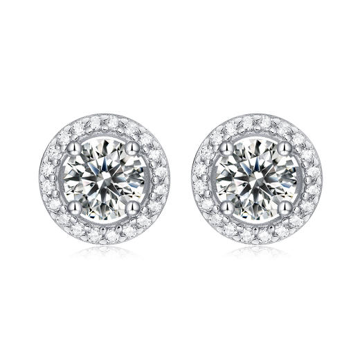 【玖钻】经典莫桑钻豪华-圆包耳钉50分 FX-A-1965 商品图4