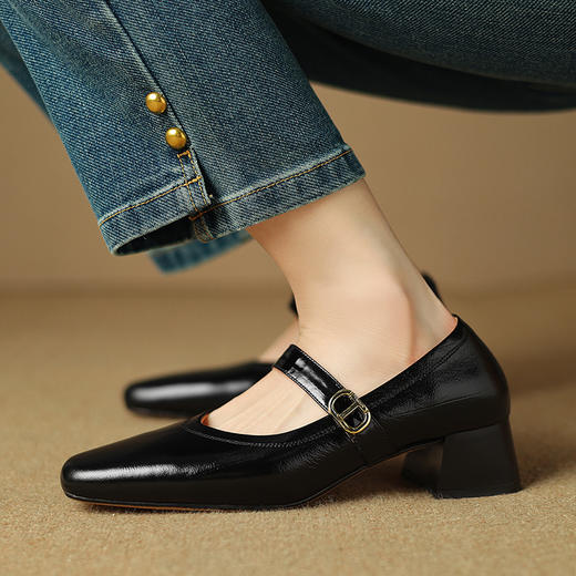 【预售5天】春夏新款，粗跟里外全真皮单鞋LD&6715 商品图7