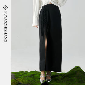 扶摇 高级感气质开叉半身裙女夏季新款国风系带高腰裙子秋季