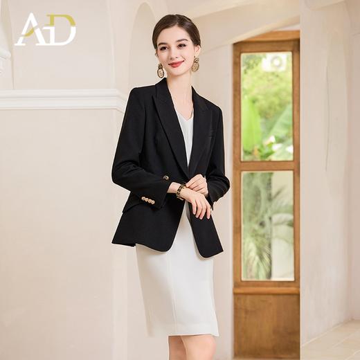 AD黑色两粒扣商务西装外套女士职业装连衣裙两件套总裁范正装套装 商品图0