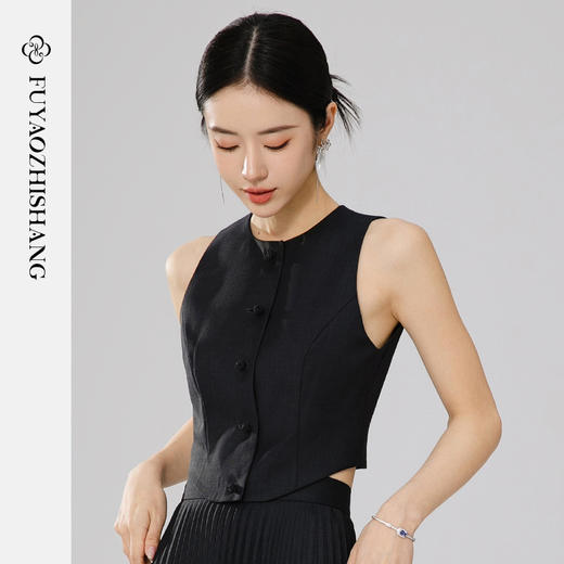 扶摇 中国民族风盘扣小马甲素雅高级感灰色叠穿背心无袖上衣 商品图3