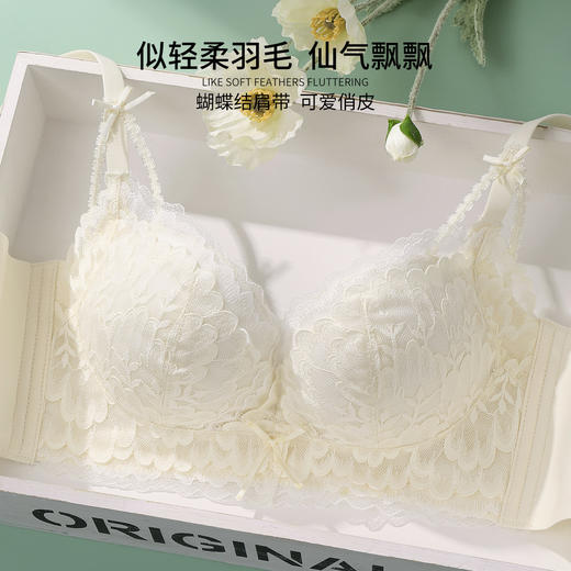 雅黛丽内衣女轻羽蕾丝小胸聚拢显大收副乳防下垂文胸无钢圈胸罩女士文胸 商品图0