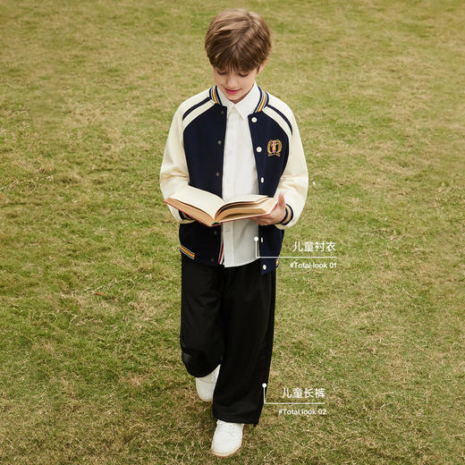 【英氏】【120-170】男童春秋棒球服外套学院风中百搭开衫 商品图3