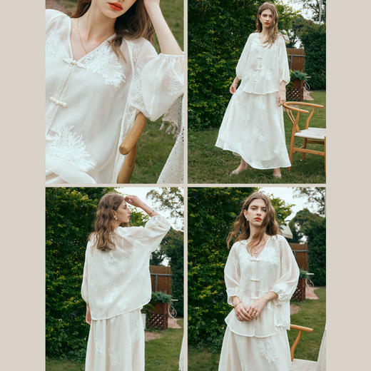 OLrain欧芮儿新中式时尚套装女早春2024年新款时尚国风刺绣两件套 商品图1