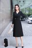 A7063        法式轻奢气质V领褶皱收腰显瘦中长款连衣裙（特价不退换） 商品缩略图1