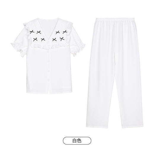 都市丽人舒适外出春夏睡衣女软绵绵家居服薄款短袖长裤女士套装LH41C8 商品图8