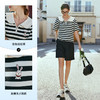 OLrain欧芮儿黑白条纹T恤女早春2024年新款宽松娃娃领短袖上衣 商品缩略图4