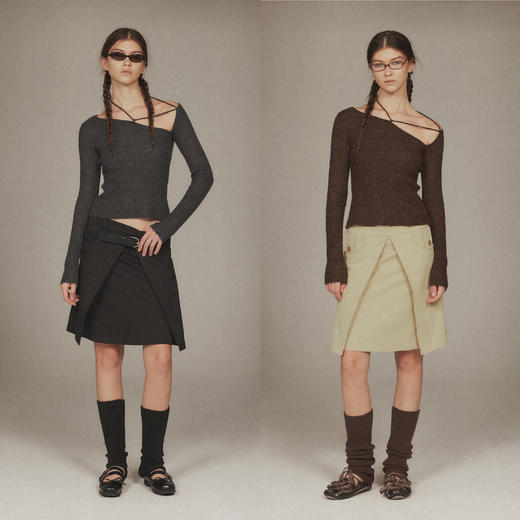 NUTH 薄款弹力设计感长袖修身针织衫女 商品图4