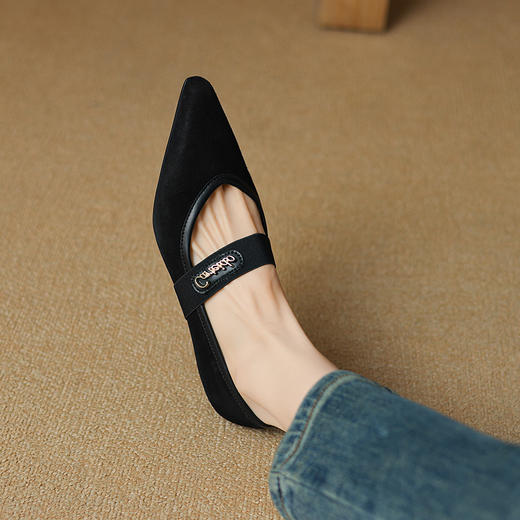 【预售5天】时尚新款，里外全皮羊猄皮尖头低跟单鞋TX472 商品图1