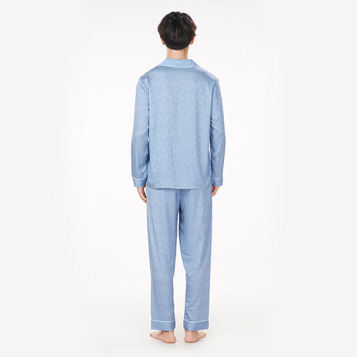 都市丽人都市锋尚好睡好眠春夏睡衣男冰雪丝提花家居服薄款长袖长裤男士丝质套装FH41A3 商品图3