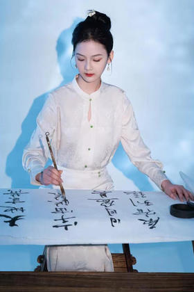 荷言GL新妆初过米白色新中式旗袍上衣花纹年轻春季新品（上衣）