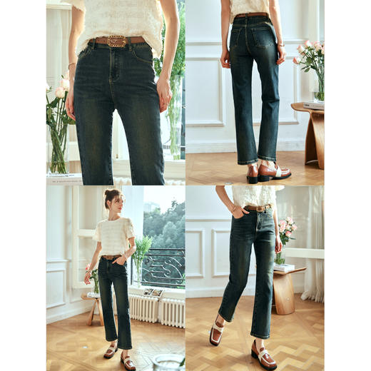 OLrain欧芮儿复古蓝牛仔裤女早春2024年新款时尚宽松九分烟管裤 商品图2