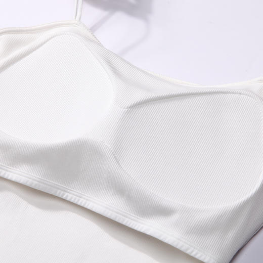 都市丽人吊带背心女罗纹棉背心无尺码固定杯棉质吊带背心无钢圈无排扣LV43A1 商品图6