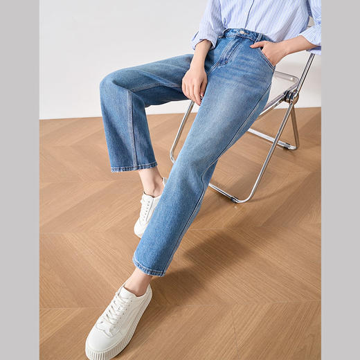 OLrain欧芮儿蓝色牛仔裤女春季2024年新款通勤宽松休闲百搭九分裤 商品图1