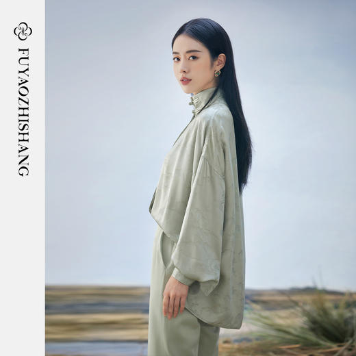 扶摇 新中式国风真丝立领衬衫女2023秋季新款香云纱复古上衣 商品图3