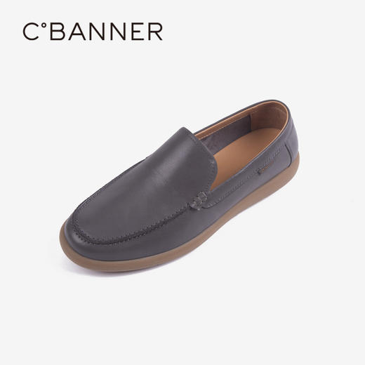 千百度男鞋真皮男士豆豆鞋夏季透气一脚蹬舒适休闲乐福鞋A24126186 商品图0